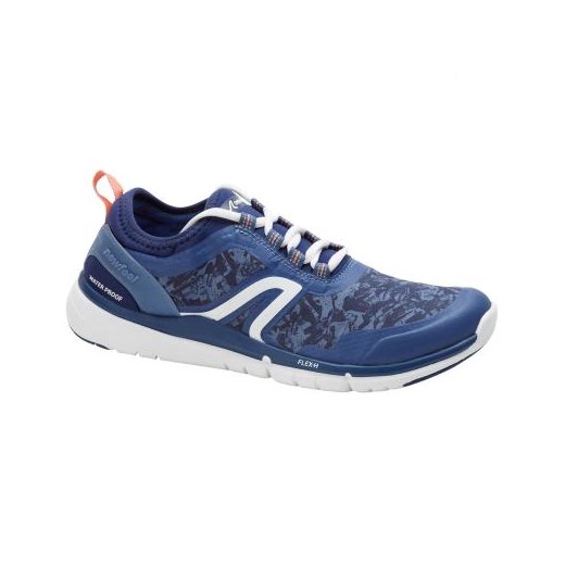 Buty sportowe damskie niebieskie Newfeel do biegania z gumy na płaskiej podeszwie w abstrakcyjne wzory wiązane 