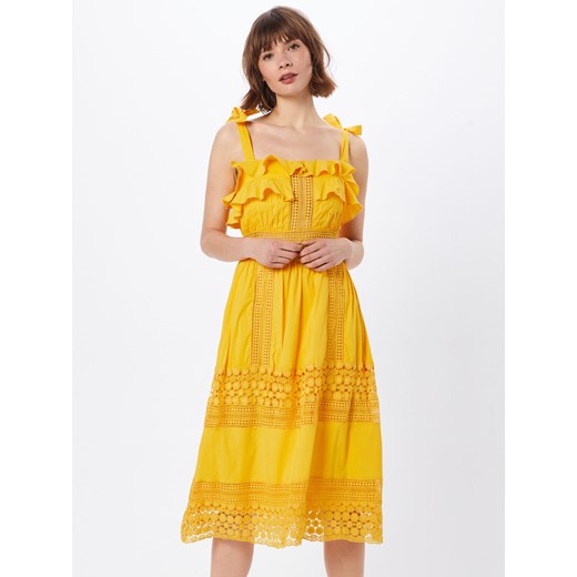 Sukienka żółta By Malina na ramiączkach casual midi 