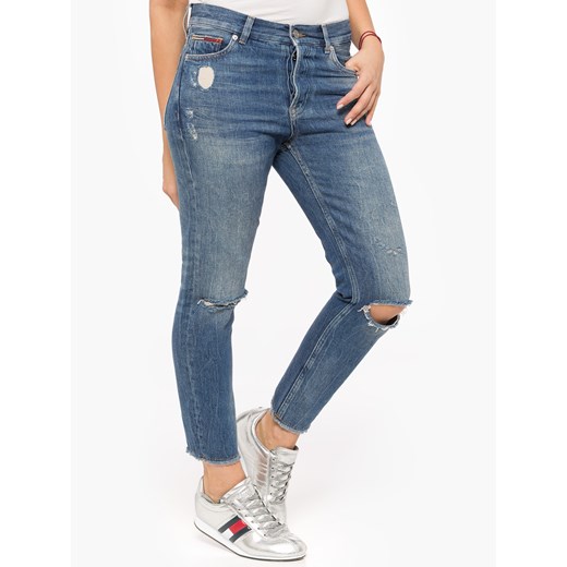 Jeansy damskie Tommy Jeans jeansowe bez wzorów 