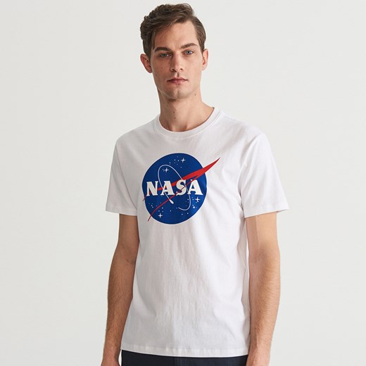 Reserved - T-shirt NASA - Kremowy  Reserved XL 