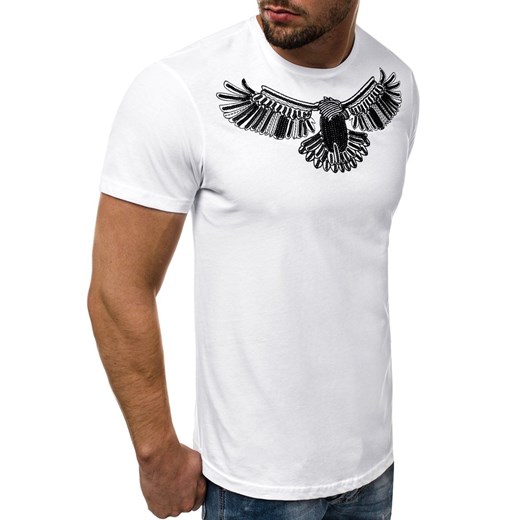 T-shirt męski biały Ozonee.pl z krótkim rękawem 