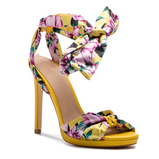 Guess sandały damskie na wysokim obcasie z klamrą z tworzywa sztucznego w kwiaty eleganckie 