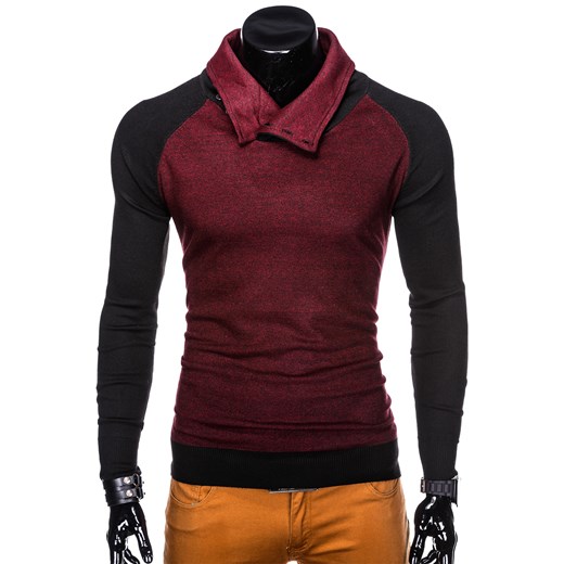 Sweter męski Edoti.com casualowy czerwony bez wzorów 