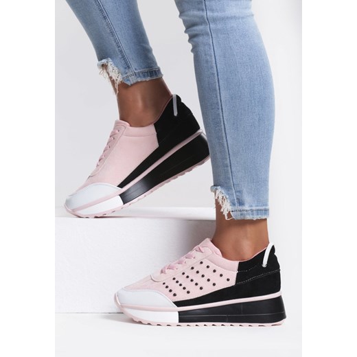 Sneakersy damskie Renee na platformie sznurowane ze skóry ekologicznej 