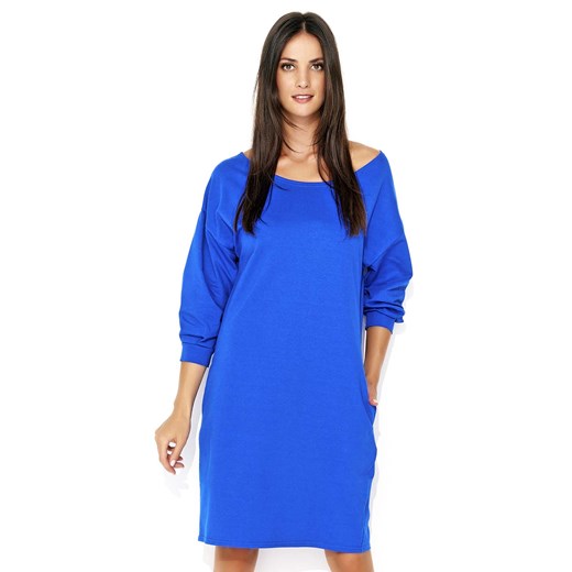 Sukienka Makadamia gładka na spacer niebieska casualowa bawełniana 