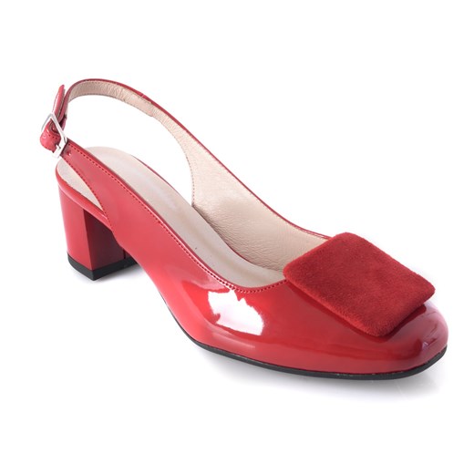 3za2 piękne polskie sandały z ozdobą ii lakierowane 691 czerwone na słupku