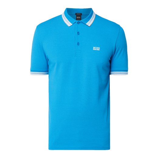 T-shirt męski niebieski Boss Athleisure z krótkim rękawem bez wzorów 