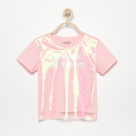 Reserved - Błyszczący T-shirt - Różowy Reserved  110 