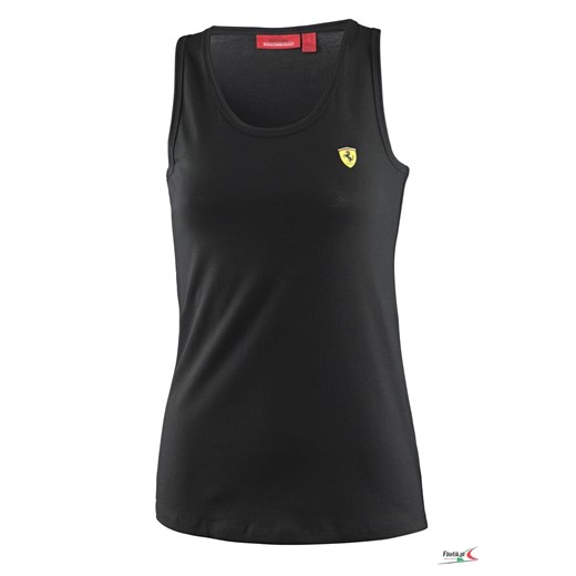 Bluzka damska Scuderia Ferrari F1 w sportowym stylu czarna z okrągłym dekoltem bez rękawów 