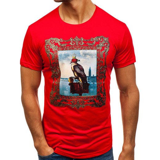 T-shirt męski z nadrukiem czerwony Denley 181606-A Denley  M  okazja 