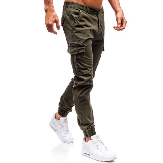 Spodnie męskie joggery bojówki zielone Denley 5399  Denley 38 okazyjna cena  