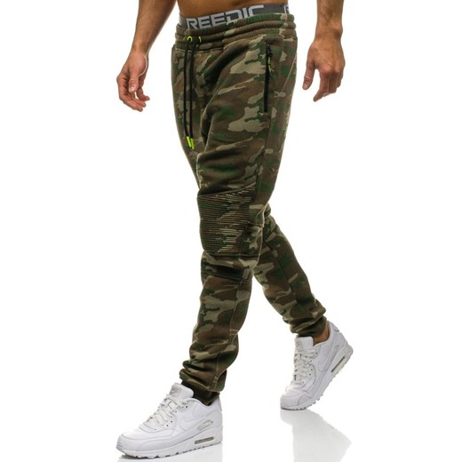 Spodnie męskie dresowe joggery moro multikolor Denley 3771C-A  Denley XL okazja  
