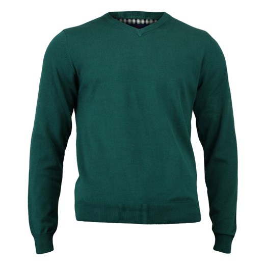 Butelkowy Zielony Męski sweter Adriano Guinari - 100% bawełna SWADGAW15ZIELONY