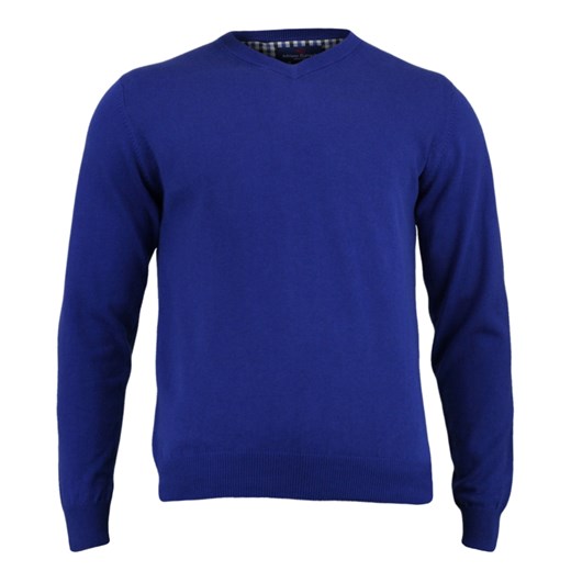 Niebieski Męski sweter Adriano Guinari -100% bawełna, Chabrowy SWADGAW15NIEBIESKI