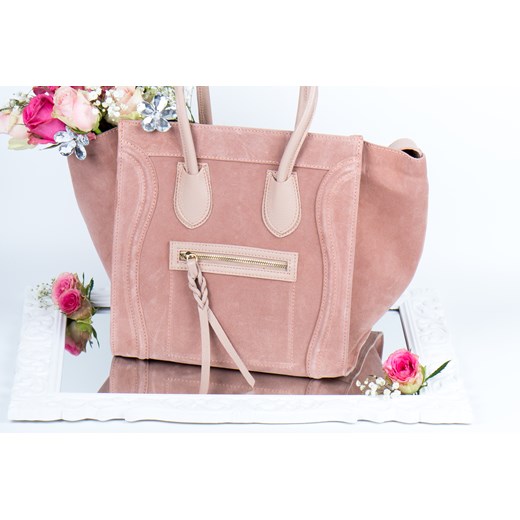 Shopper bag Produkt Włoski bez dodatków duża różowa casual do ręki 