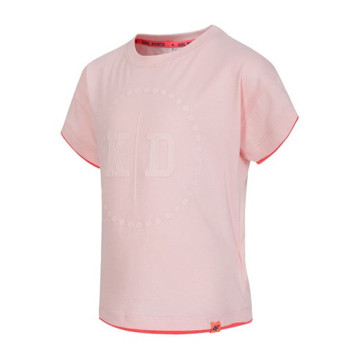 T-shirt dla małych dziewczynek J4L17-JTSD102- róż pudrowy  4F 122 6-7L esposport.pl