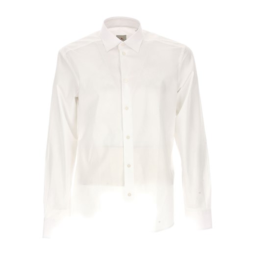 Biała koszula męska Peuterey jesienna bez wzorów casual z długimi rękawami bawełniana 