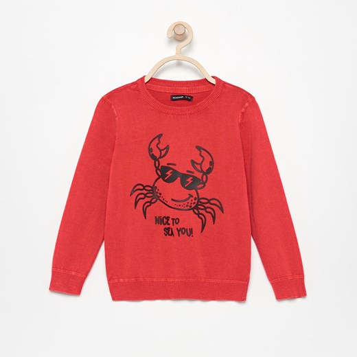 Reserved - Bawełniany sweter z nadrukiem - Czerwony Reserved  128 
