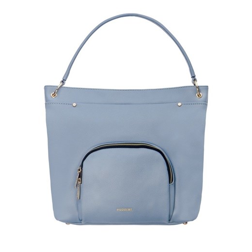 Shopper bag niebieska Puccini na ramię bez dodatków 