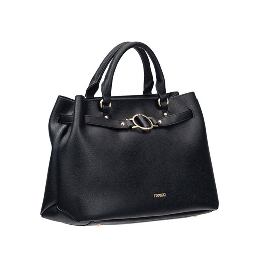 Shopper bag Puccini bez dodatków elegancka czarna średniej wielkości 