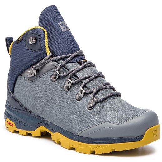 Salomon buty trekkingowe męskie sznurowane niebieskie sportowe ze skóry ekologicznej na zimę 