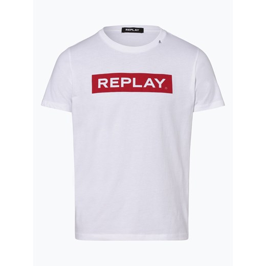 T-shirt męski Replay biały z krótkimi rękawami 