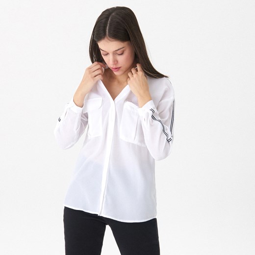 Koszula damska biała House bez wzorów z długimi rękawami 