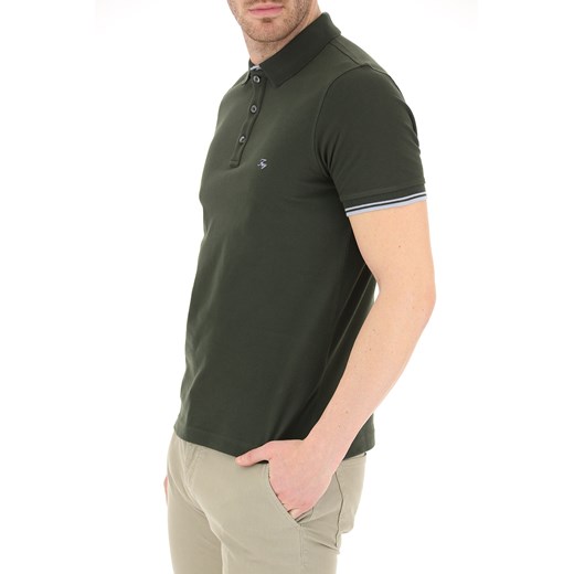 T-shirt męski zielony Fay bez wzorów z krótkim rękawem 