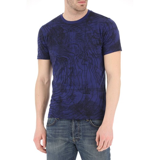 T-shirt męski Woolrich z krótkim rękawem niebieski młodzieżowy 