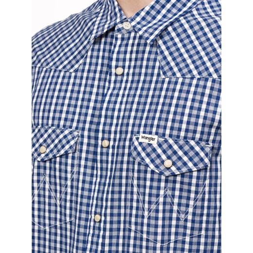 Wrangler koszula męska w kratkę z krótkim rękawem niebieska casual 