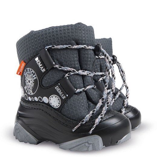Buty zimowe dziecięce granatowe Demar śniegowce sznurowane 
