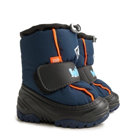 Buty zimowe dziecięce Demar na rzepy granatowe śniegowce wełniane 