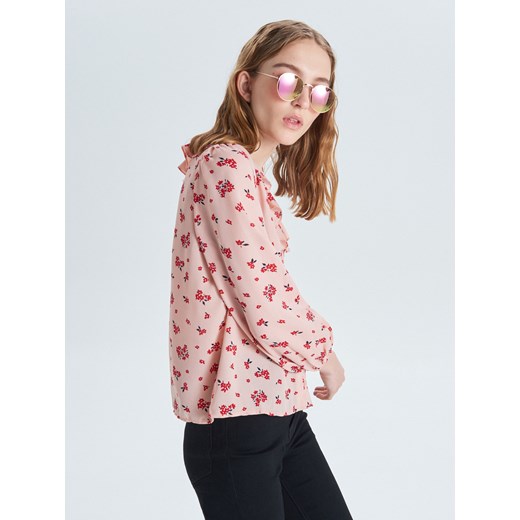 Cropp - Bluzka z kwiatowym wzorem - Różowy Cropp  XL 