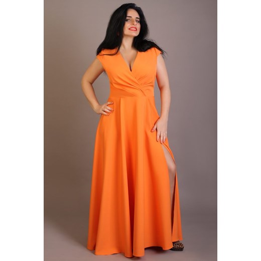 Sukienka pomarańczowy na bal elegancka maxi 