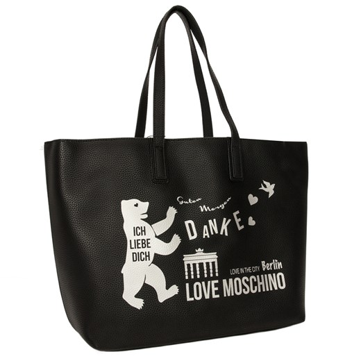 Shopper bag Love Moschino na ramię w stylu młodzieżowym bez dodatków 