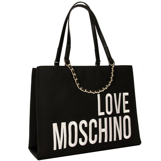 Shopper bag Love Moschino młodzieżowa z tkaniny mieszcząca a7 