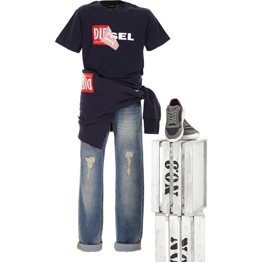 Diesel Koszulka Dziecięca dla Chłopców, granatowy, Bawełna, 2019, 10Y 12Y 14Y 16Y 8Y  Diesel 10Y RAFFAELLO NETWORK