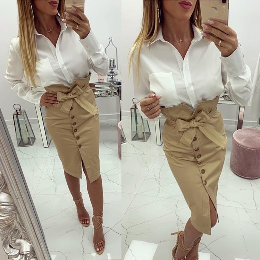 SPÓDNICA TUBA WYSOKI STAN BEIGE XL chicaca