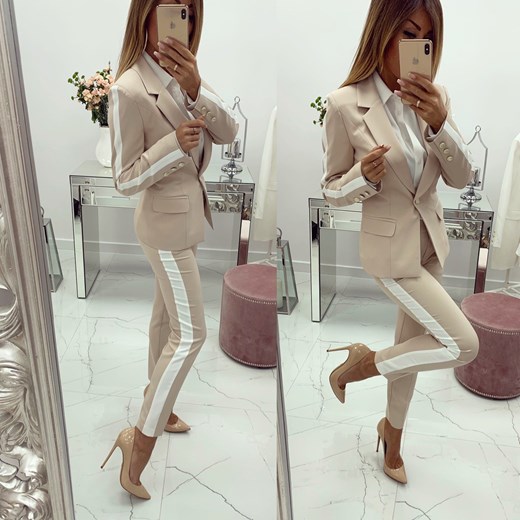 MARYNARKA Z LAMPASEM BY CHICACA BEIGE-WHITE L chicaca