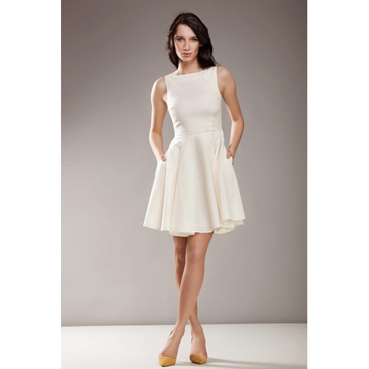 Sukienka Nife biała z okrągłym dekoltem 