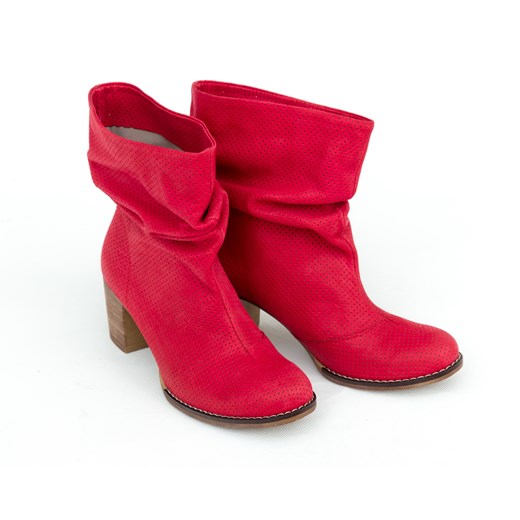 Czerwone botki Zapato skórzane eleganckie bez zapięcia 