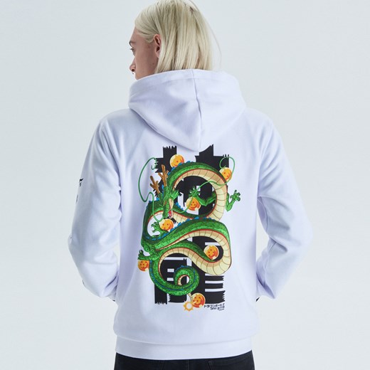 Cropp - Bluza ze smokiem Shen Long kolekcja Dragon Ball - Biały Cropp L