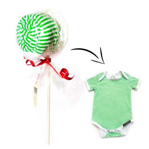 Bawełniane body z krótkim rękawem na prezent Zielone Jabłuszko (zielono-białe paski) – Ah Goo Baby