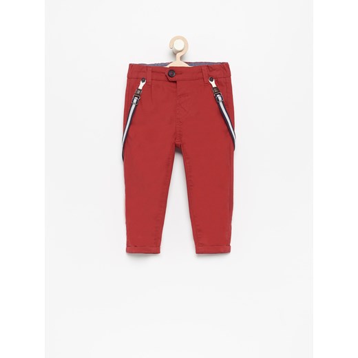 Reserved - Spodnie chino z szelkami - Czerwony Reserved  80 