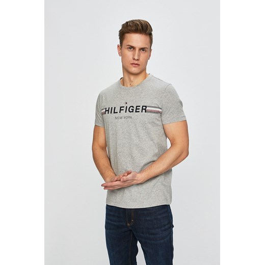 T-shirt męski Tommy Hilfiger szary z krótkimi rękawami 