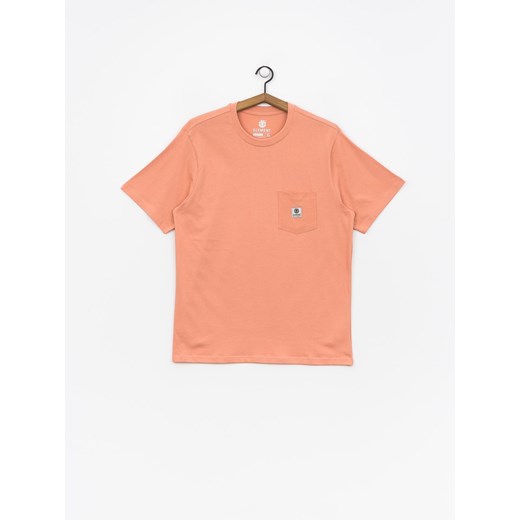 Różowy t-shirt męski Element bez wzorów z bawełny 