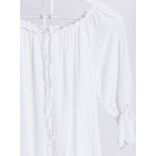 Sukienka Selfieroom bawełniana biała z długim rękawem 