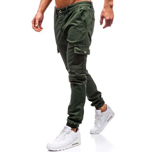 Spodnie męskie joggery zielone Denley 2039-1 Denley  XL okazyjna cena  
