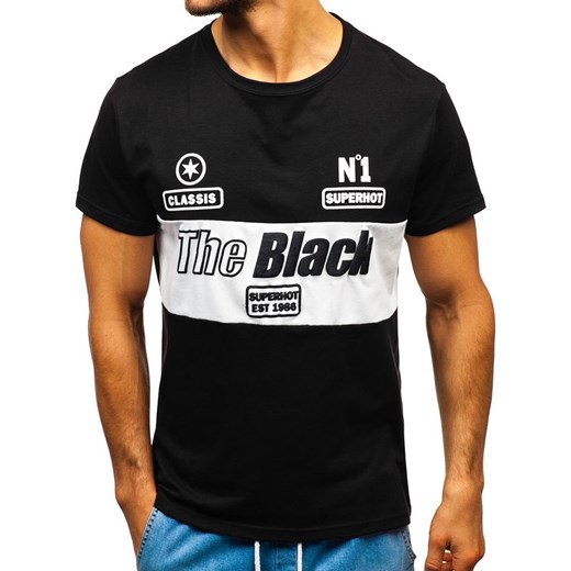 T-shirt męski z nadrukiem czarny Denley 10836  Denley XL okazja  