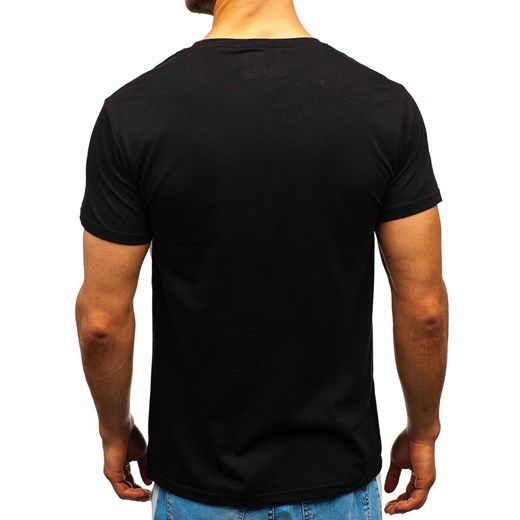 T-shirt męski z nadrukiem czarny Denley 10836  Denley 2XL okazja  